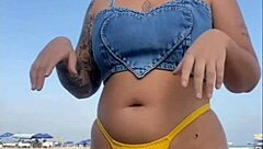 i got that guy rock hard flashing on the beach