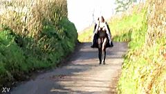 housewife slips into kinky homemade outdoor teasing adventure