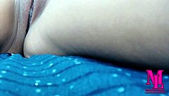 blonde teen blindfolded and tied while fingering her tight virgin pussy closeup