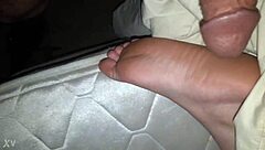 cumshot explodes all over sexy feet