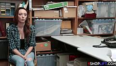 Hey, sexy busty teen gets suspected and fucked by mall cop