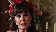 granny queen hearts rides dildo like royal slut