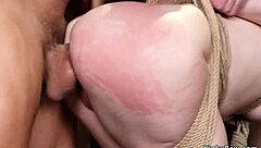 Bound Big Ass Slut's Interracial DP Gangbang Pain