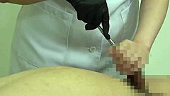 cfnm doctor teases petite patient's tiny cock