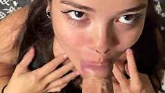 Submissive girlfriend gags on monster cock deepthroat!