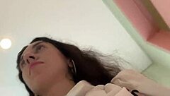 Cum Covered Face Lunch in Public Cafe Cumwalk