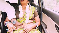 Indian Aunty's Big Natural Tits Bounce in Dirty Talk Long Drive Fuck