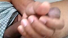 Cumshot spurting down the stairs