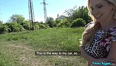 Georgie Lyall Strips Naked for Outdoor Public Blowjob, Cumshot on Big Tits