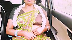 Indian Aunty's Big Natural Tits Bounce in Dirty Talk Long Drive Fuck