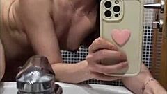 They shoved it all deep inside me in the bathroom, quick raw sex caught on video