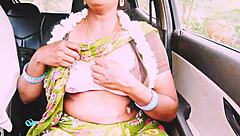 Indian Aunty's Big Natural Tits Bounce in Dirty Talk Long Drive Fuck