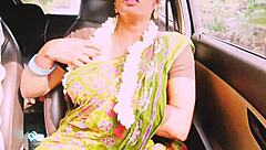 Indian Aunty's Big Natural Tits Bounce in Dirty Talk Long Drive Fuck