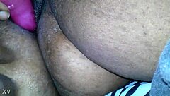 sexy ebony bbw vibes her hairy pussy to orgasm!