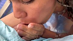 He convinces skinny tattooed Brazilian to BLOWJOB his MONSTER COCK poolside at wild resenha gathering