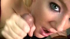 girlfriend sucks tiny cock facial cumshot