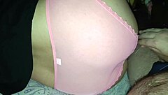 Stepmom's Tight Pussy Filled with Cum in Bed Closeup