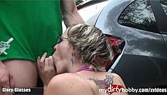 short-haired german blonde craves outdoor fucking and cumshot swallow?