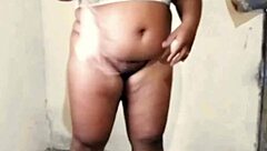 Wife with big ass tries neighbor's thong panties on camera