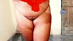 Wife with big ass tries neighbor's thong panties on camera