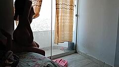 risky public fuck behind screen as crowds pass, i suck then ride his thick cock hard!