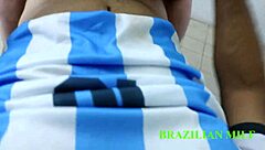 during the game break i snuck to kitchen to fuck busty brazilian milf in see through