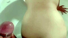 chubby babe in hydromassage gives blowjob then pussy ride