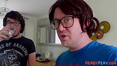 Newbie amateur sucks nerd cock