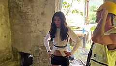 workers lure fragile katty west into dirty 4some fuck