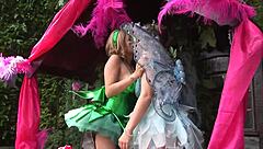 Lucky guy fucks Tinkerbell Cinderella cowgirl doggystyle facial