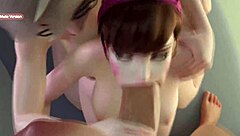 Double Anal Shock! Two Huge Dicks Stretch Futa Anus in Overwatch Hentai!