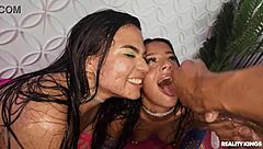 colombian athletic babes ffm group cum facial reality