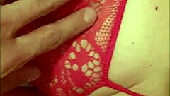 My Nasty Wife's Sexy Red Lingerie Pussy Display