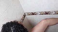 latina lesbian squirts wildly in steamy solo shower