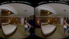 Naughty America pornstar bounces big natural tits in hotel VR