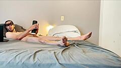 intense solo masturbation stroking huge vibrating toy on small waist