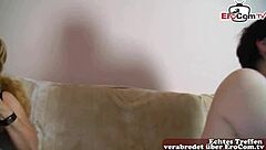 chubby german wife tries first ffm threesome with amateur