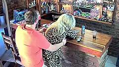 caught my cheating slut wife skirt up getting muff dived and fucked by best friend on cctv