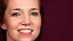 model swallows every drop from bukkake facial blast