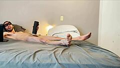 intense solo masturbation stroking huge vibrating toy on small waist