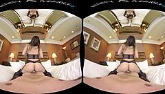 Naughty America pornstar bounces big natural tits in hotel VR