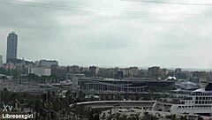 stripping bold in barcelona streets flashing shaved pussy