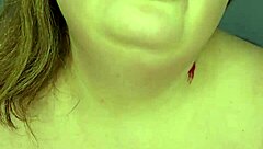 Horny BBW Becca spreads big tits riding dildo to orgasm