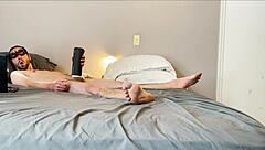 intense solo masturbation stroking huge vibrating toy on small waist