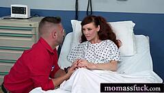 hey stepbro why not slide into anal with this redhead milf in hospital bed