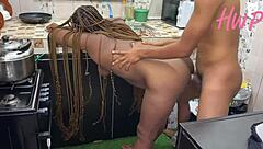 Big Ass African Maid Rides Boss Huge Cock Kitchen Cash