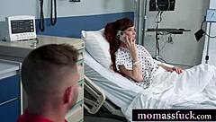 hey stepbro why not slide into anal with this redhead milf in hospital bed