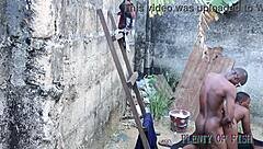 Hot Neighbor's Oiled Big Ass Takes Hardcore Outdoor Chair Fucking