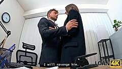 Loan4k office seduction turns into secret fingering with stockings brunette