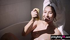 glamorous latina teen strips for natural tits tease